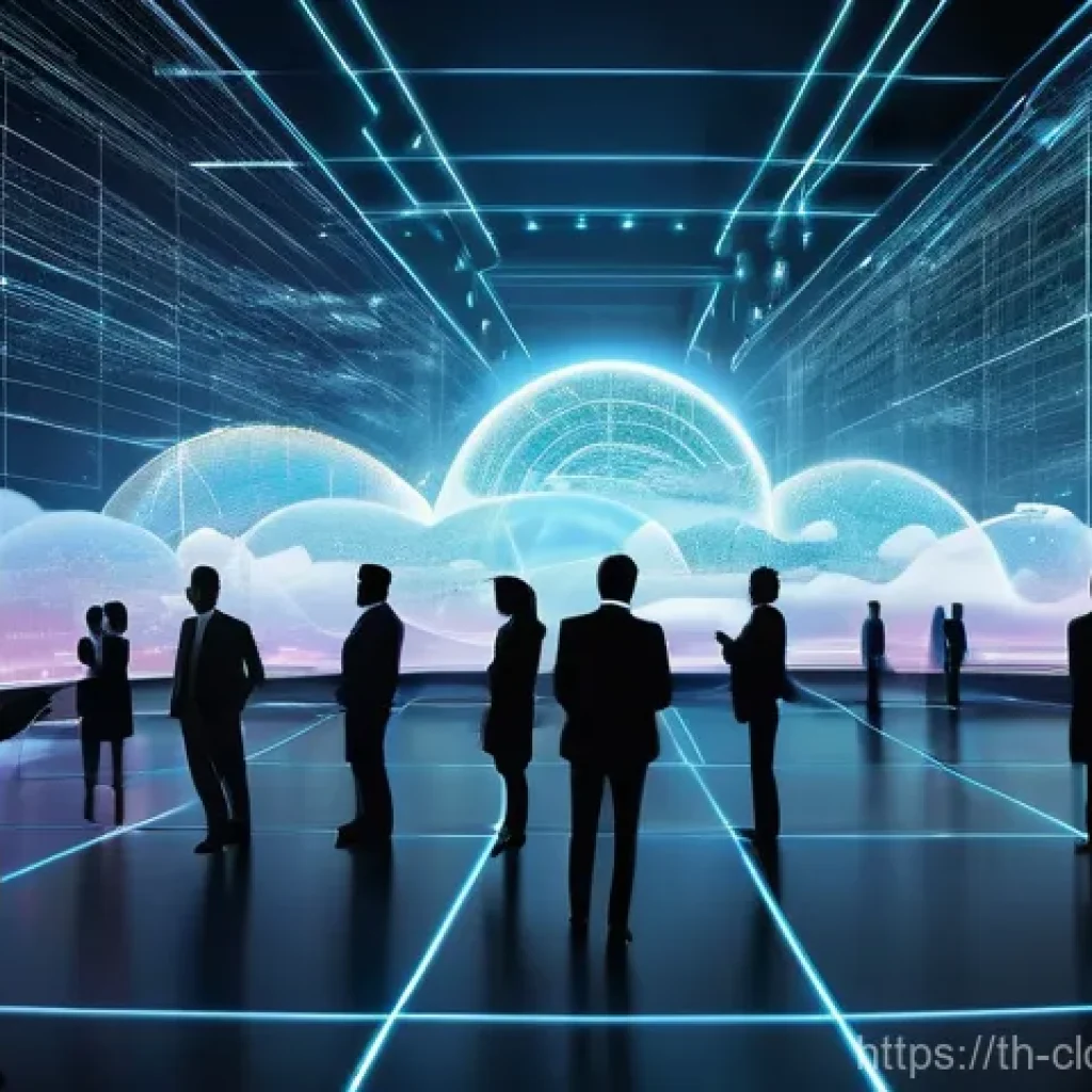 클라우드 서비스의 시스템 통합 방법 - "A dynamic digital artwork illustrating seamless cloud integration. The image features various abstr...
