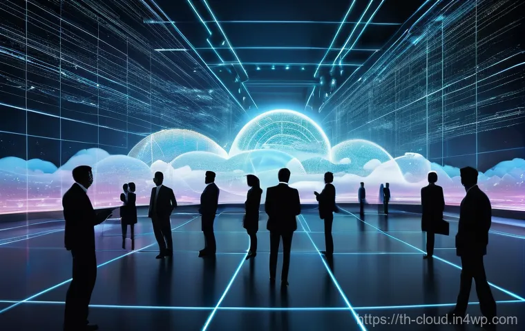클라우드 서비스의 시스템 통합 방법 - "A dynamic digital artwork illustrating seamless cloud integration. The image features various abstr...