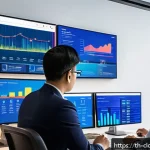 Home 21 클라우드 서비스의 벤치마킹 전략 - A professional office setting in Bangkok with a diverse team of Thai IT specialists analyzing cloud ...
