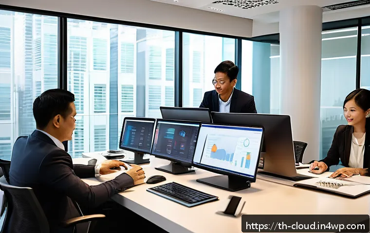비용 효율적인 클라우드 서비스 추천 - A modern Thai small to medium business office environment showing a diverse team of professionals co...
