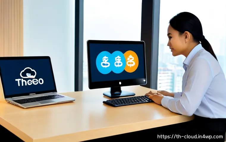 Home 17 클라우드 서비스의 라이센스 모델 비교 - Photorealistic Thai small-business owner comparing cloud service licensing options at a clean modern...